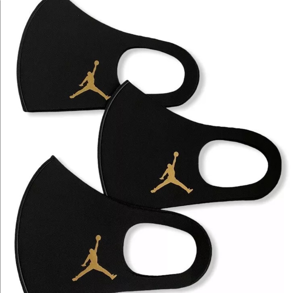 MJ Jumpman Face Mask Cover 3 pcs Gold logo NWT